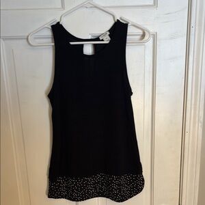 Black Sleeveless Top with Polka Dot Hem